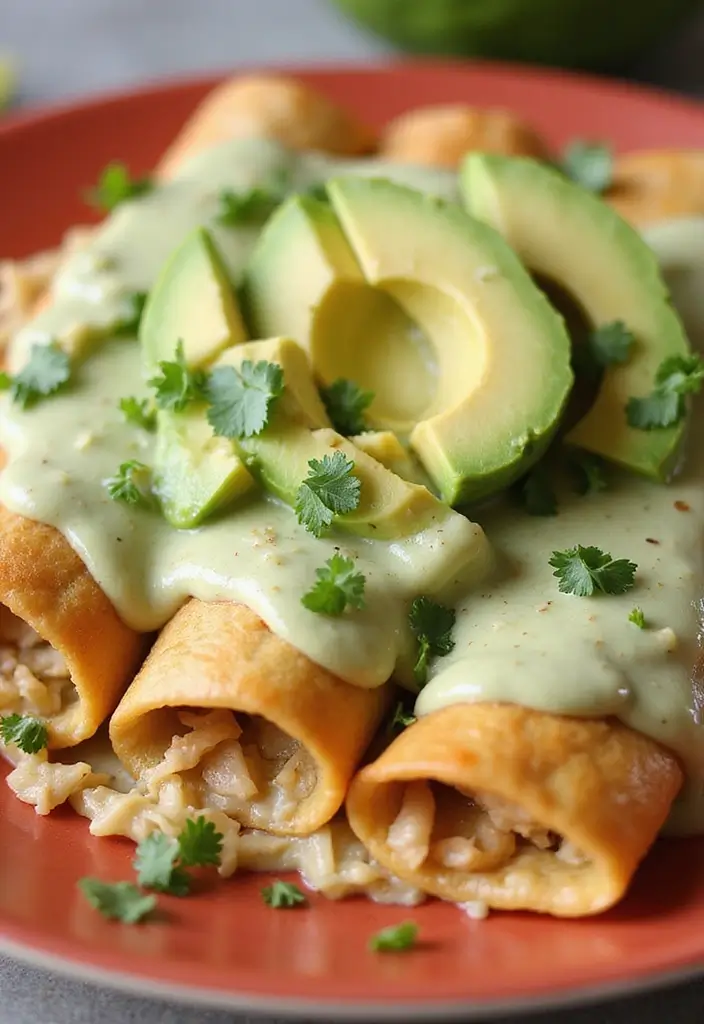 25 Chicken and Enchilada Sauce Recipes That Bring the Heat 58 25 Chicken and Enchilada Sauce Recipes That Bring the Heat - 10. Chicken Enchiladas with Avocado Cream Sauce