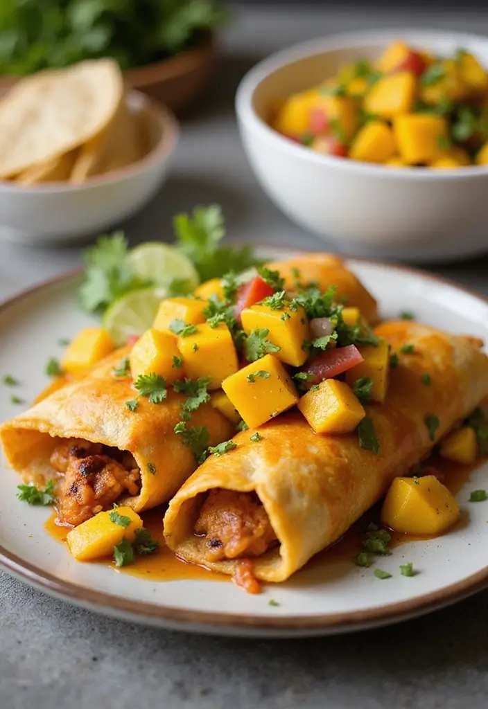 25 Chicken and Enchilada Sauce Recipes That Bring the Heat 124 25 Chicken and Enchilada Sauce Recipes That Bring the Heat - 20. Chicken Enchiladas with Mango Salsa