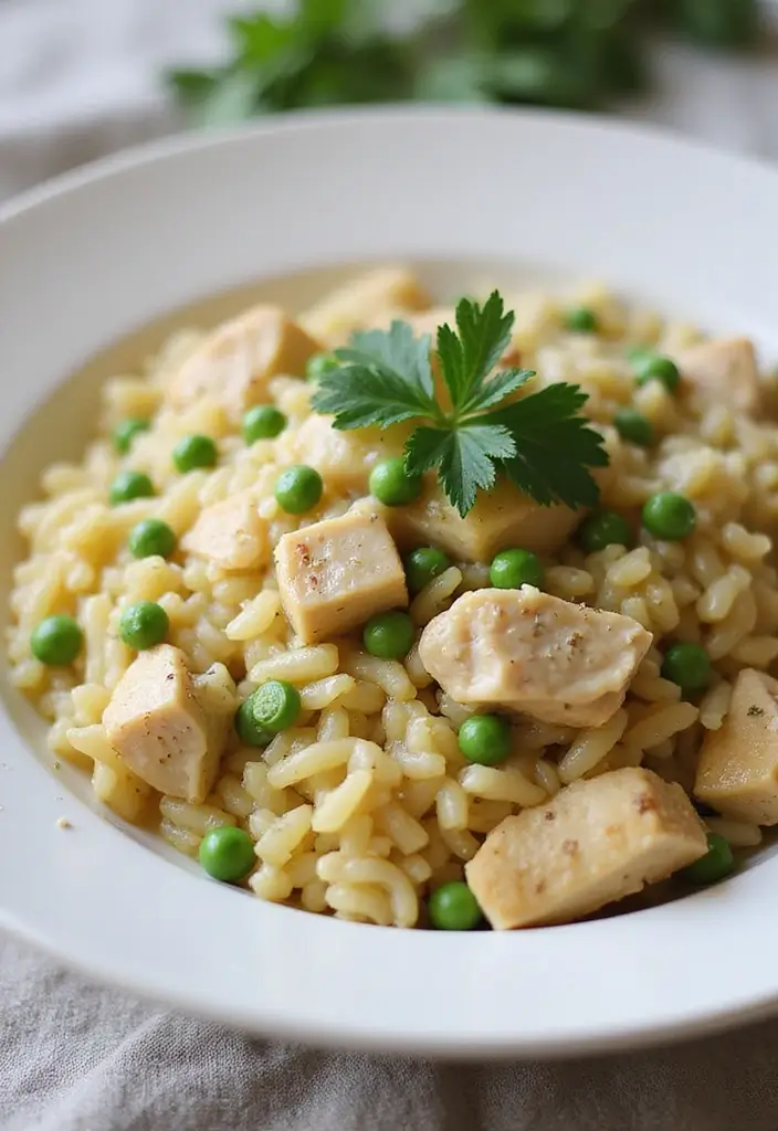 25 Cream of Chicken Sauce Recipes for Cozy Homemade Dinners 72 25 Cream of Chicken Sauce Recipes for Cozy Homemade Dinners - 12. Creamy Chicken and Pea Risotto