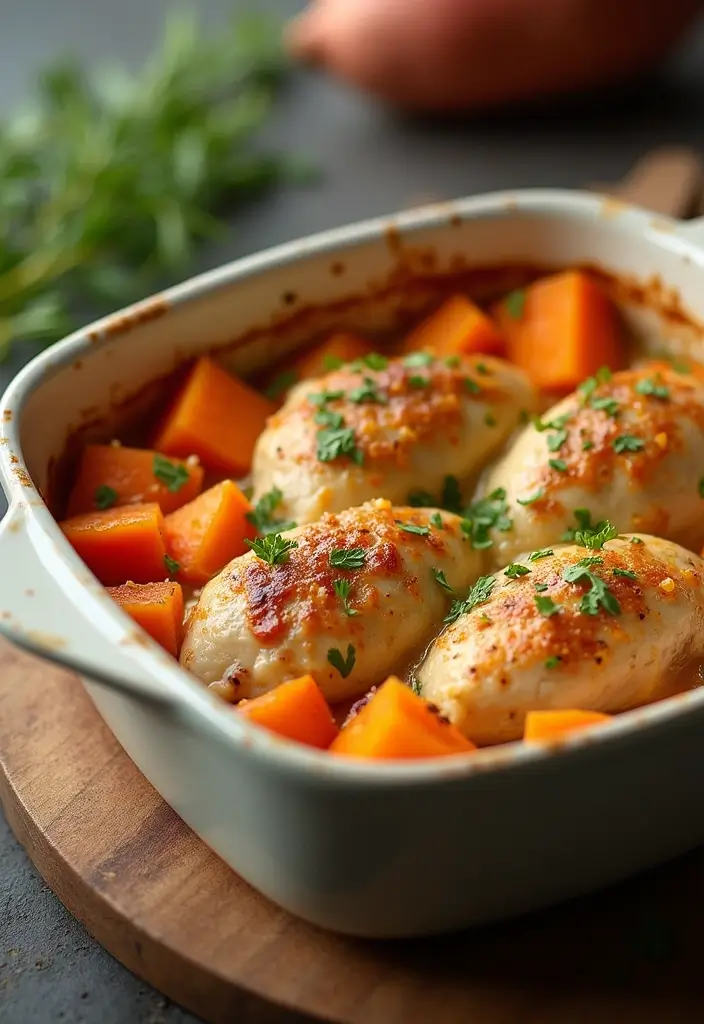 25 Cream of Chicken Sauce Recipes for Cozy Homemade Dinners 55 25 Cream of Chicken Sauce Recipes for Cozy Homemade Dinners - 9. Creamy Chicken and Sweet Potato Bake
