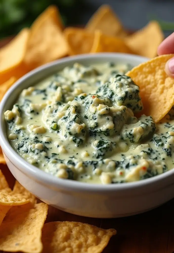 25 Dipping Sauce Recipes for Chips That Everyone Will Love 15 25 Dipping Sauce Recipes for Chips That Everyone Will Love - 3. Creamy Spinach and Artichoke Dip