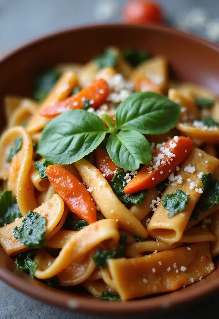25 Pasta Recipes Without Tomato Sauce for a Fresh Twist 102 25 Pasta Recipes Without Tomato Sauce for a Fresh Twist - 16. Roasted Red Pepper and Spinach Pasta