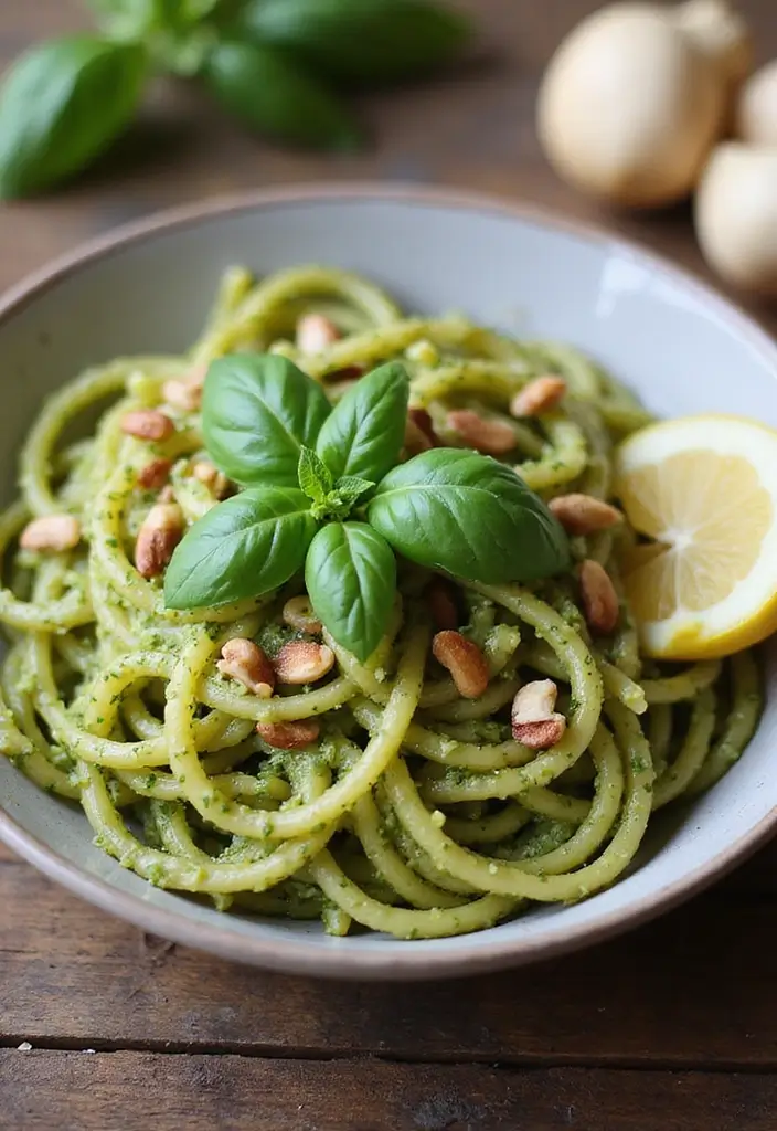 25 Pasta Recipes Without Tomato Sauce for a Fresh Twist 8 25 Pasta Recipes Without Tomato Sauce for a Fresh Twist - 2. Lemon Basil Pesto Pasta