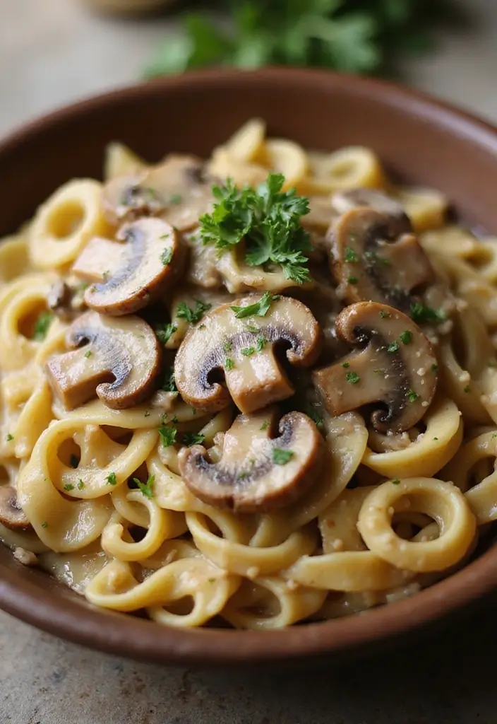 25 Pasta Recipes Without Tomato Sauce for a Fresh Twist 27 25 Pasta Recipes Without Tomato Sauce for a Fresh Twist - 5. Mushroom Stroganoff Pasta
