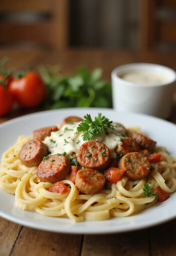 25 Recipes with Alfredo Sauce for Rich Creamy Dinners 84 25 Recipes with Alfredo Sauce for Rich Creamy Dinners - 14. Italian Sausage Alfredo