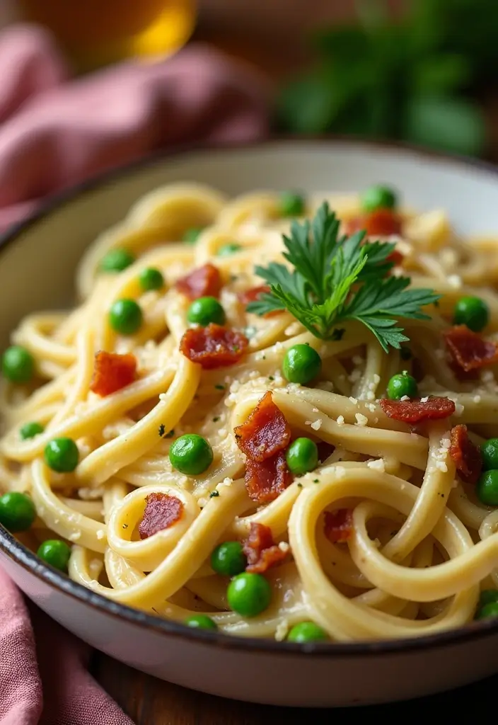 25 Recipes with Alfredo Sauce for Rich Creamy Dinners 131 25 Recipes with Alfredo Sauce for Rich Creamy Dinners - 21. Bacon and Pea Alfredo