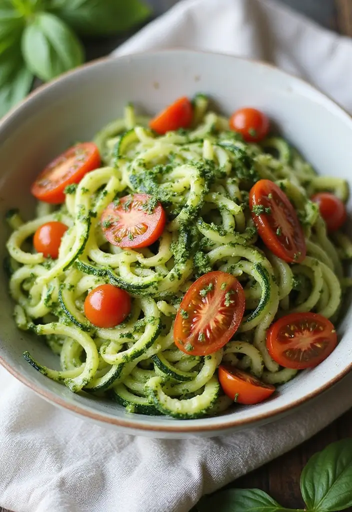 25 Recipes with Pesto Sauce That Brighten Any Meal 67 25 Recipes with Pesto Sauce That Brighten Any Meal - 11. Pesto Zoodle Bowl