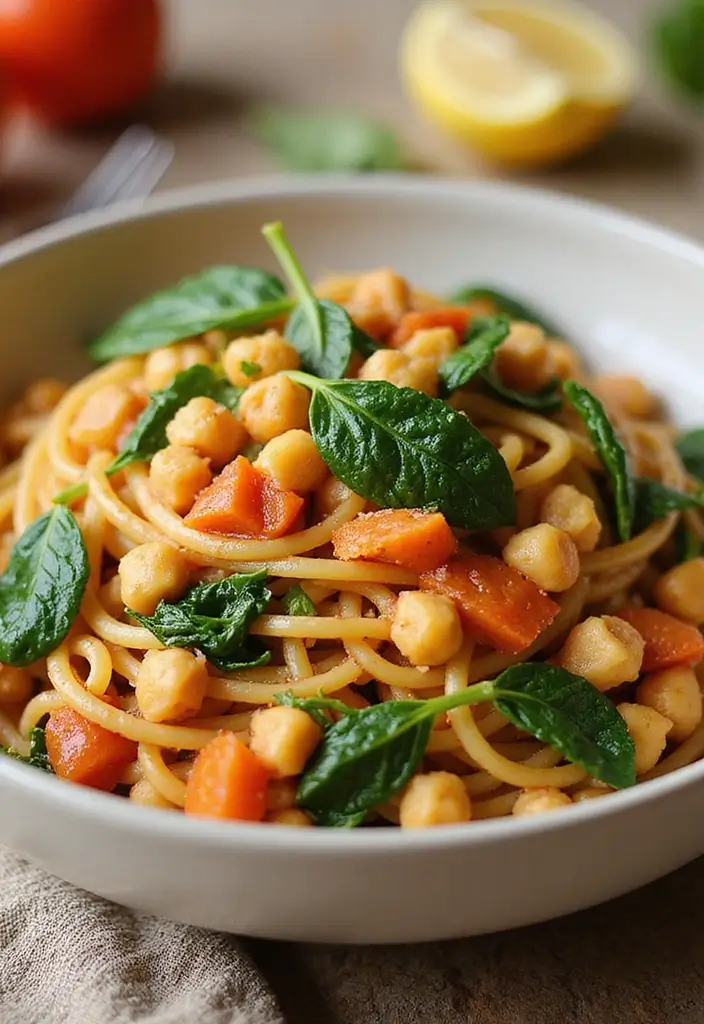 25 Recipes with Spaghetti Sauce for Family Favorites 68 25 Recipes with Spaghetti Sauce for Family Favorites - 12. Spaghetti with Chickpeas and Spinach
