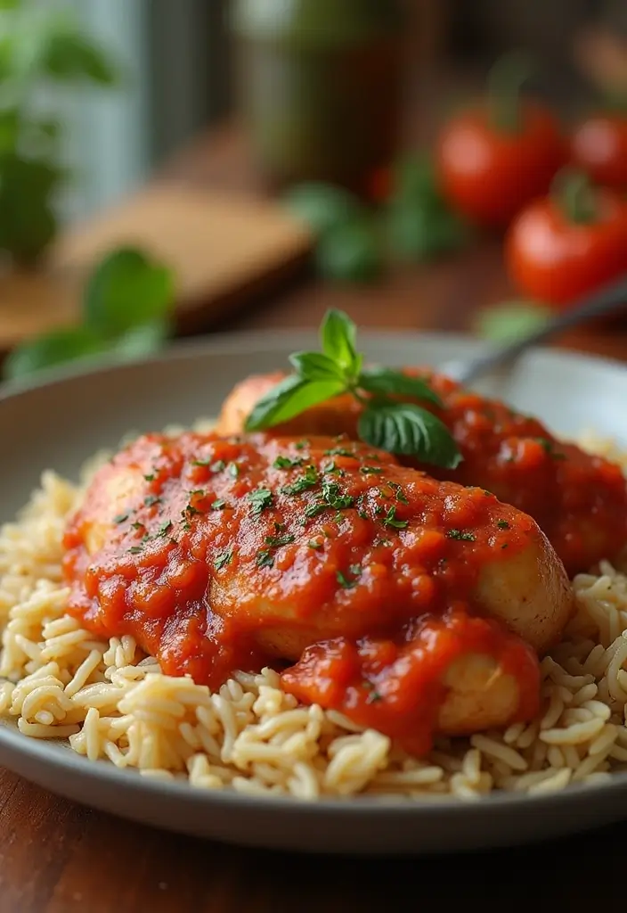 25 Rice and Spaghetti Sauce Recipes for Simple Weeknight Meals 62 25 Rice and Spaghetti Sauce Recipes for Simple Weeknight Meals - 10. Savory Chicken and Rice with Marinara
