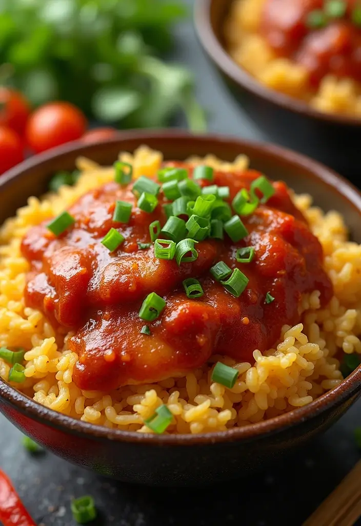 25 Rice and Spaghetti Sauce Recipes for Simple Weeknight Meals 93 25 Rice and Spaghetti Sauce Recipes for Simple Weeknight Meals - 15. Barbecue Chicken Rice Bowl with Spaghetti Sauce