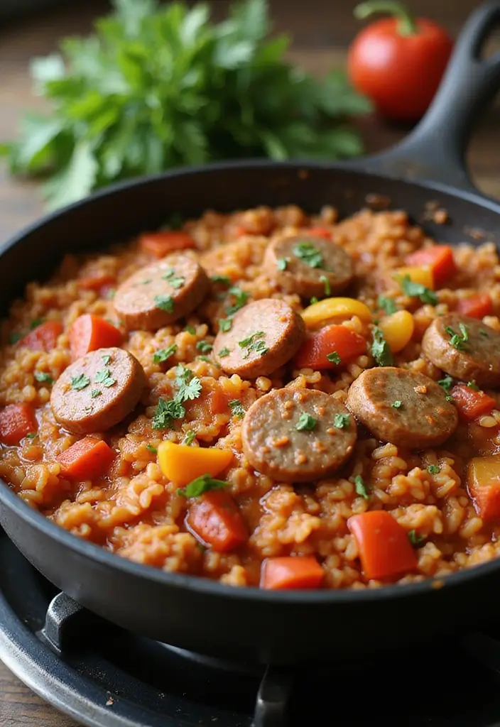 25 Rice and Spaghetti Sauce Recipes for Simple Weeknight Meals 15 25 Rice and Spaghetti Sauce Recipes for Simple Weeknight Meals - 3. Italian Sausage and Rice Skillet