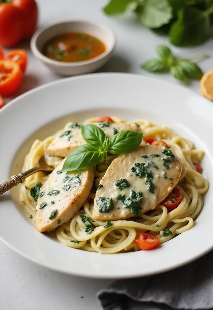 27 Chicken and Alfredo Sauce Recipes That Feel Like Comfort Food 22 27 Chicken and Alfredo Sauce Recipes That Feel Like Comfort Food - 4. Creamy Spinach Chicken Alfredo