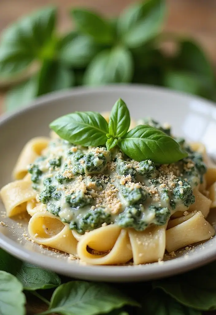 27 Non-Tomato Pasta Sauce Recipes for Creamy Variety 20 27 Non-Tomato Pasta Sauce Recipes for Creamy Variety - 4. Creamy Spinach Basil Sauce