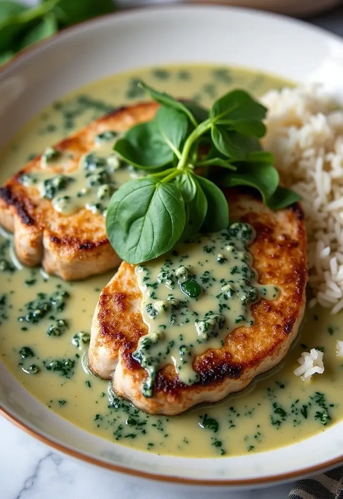 27 Pork Chop Recipes with Sauce for Juicy Results 98 27 Pork Chop Recipes with Sauce for Juicy Results - 16. Creamy Spinach Sauce Pork Chops