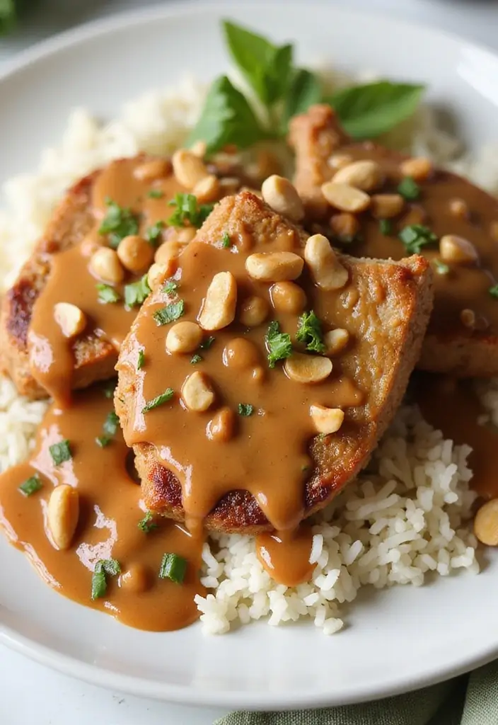 27 Pork Chop Recipes with Sauce for Juicy Results 46 27 Pork Chop Recipes with Sauce for Juicy Results - 8. Thai Peanut Sauce Pork Chops