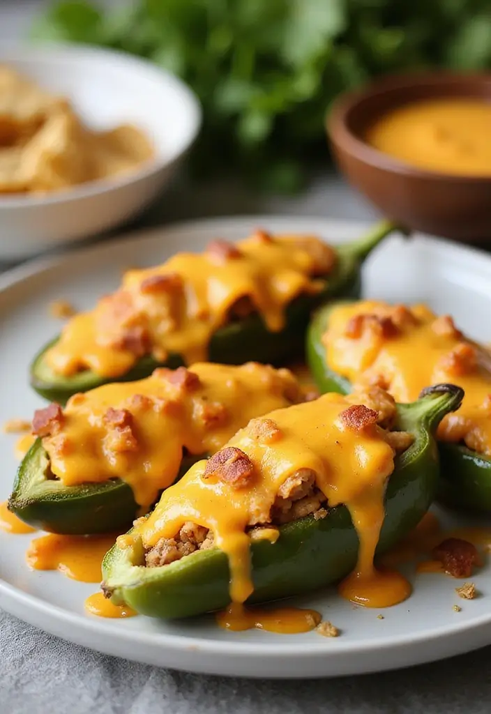 27 Recipes Using Canned Nacho Cheese Sauce for Quick Snacks 15 27 Recipes Using Canned Nacho Cheese Sauce for Quick Snacks - 3. Nacho Cheese Stuffed Jalapeños