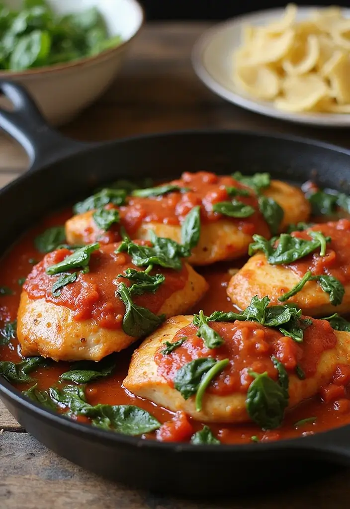 29 Chicken with Marinara Sauce Recipes You Can’t Go Wrong With 189 29 Chicken with Marinara Sauce Recipes You Can’t Go Wrong With - 29. Chicken Marinara and Spinach Skillet