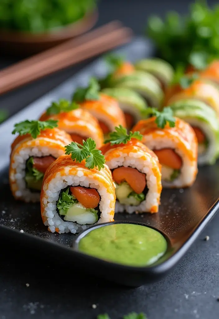 30+ 505 Green Chili Sauce Recipes Packed with Southwest Flavor 113 30+ 505 Green Chili Sauce Recipes Packed with Southwest Flavor - 19. Green Chili Sushi Rolls