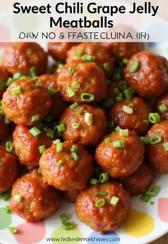 30 Meatball Sauce Recipes with Grape Jelly for Potlucks 50 30 Meatball Sauce Recipes with Grape Jelly for Potlucks - 8. Sweet Chili Grape Jelly Meatballs