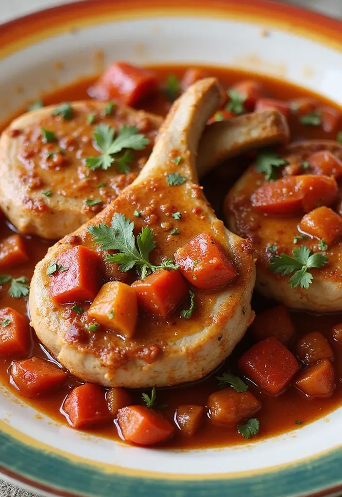 30 Pork Chops in Tomato Sauce Recipes for Family Dinners 123 30 Pork Chops in Tomato Sauce Recipes for Family Dinners - 19. Pork Chops with Tomato and Chorizo