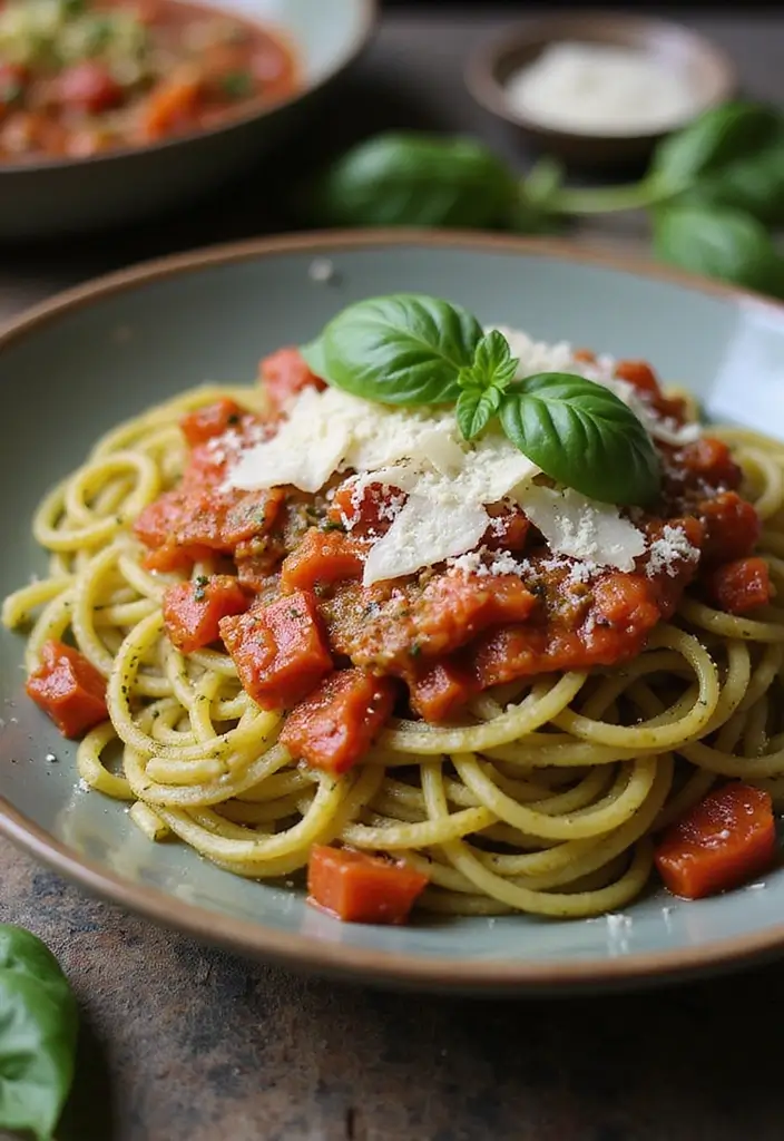 30 Recipes with Marinara Sauce for Every Pasta Night 55 30 Recipes with Marinara Sauce for Every Pasta Night - 9. Pesto Marinara Pasta